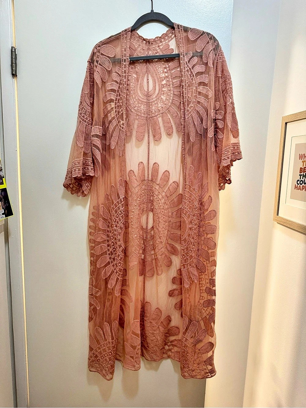 One Size Janice Pink Embroidered Cover-Up